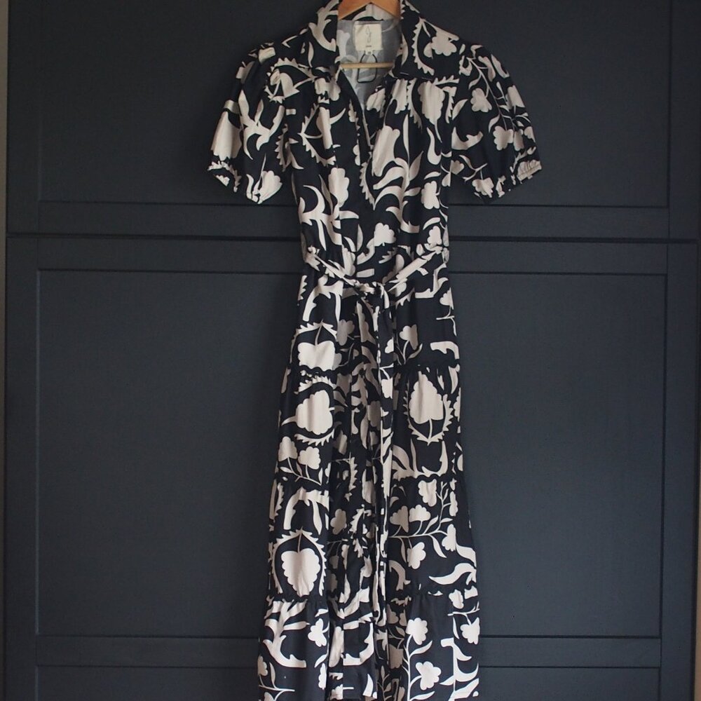 Joie | NWOT 'Bondi' Tiered Black & White Floral Cotton Maxi Dress